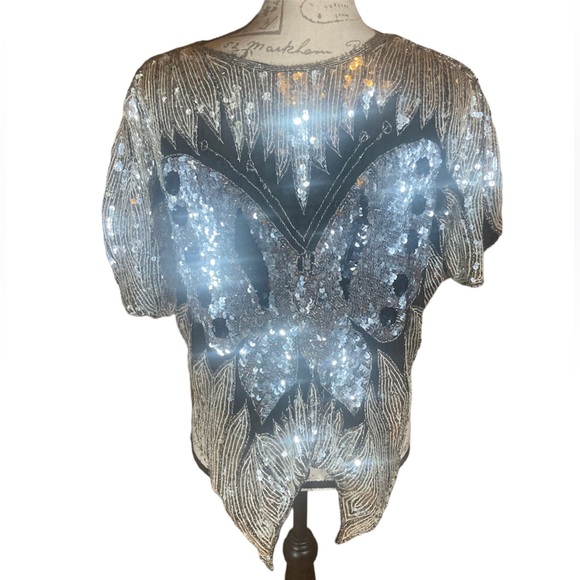 Vintage butterfly sequin top - Picture 3 of 9